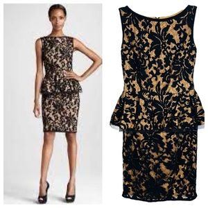Tadashi Shoji Black Lace Peplum Dress.
